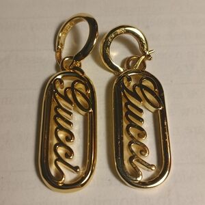 Gucci Gold Logo Drop Earrings